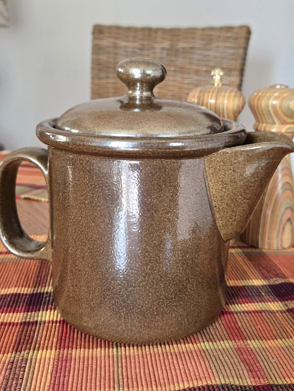 Vintage 70s Eslau Maren brown stoneware teapot Tue Poulsen Denmark Danish Modern